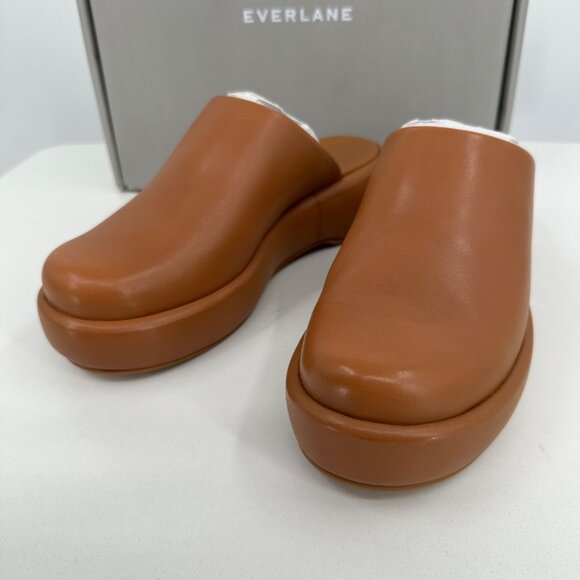 Everlane The Puffa Flatform in Brown Leather sz 7.5 Women's Chunky Platform Clog - Picture 3 of 12